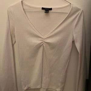 white forever 21 ruched long sleeve top
